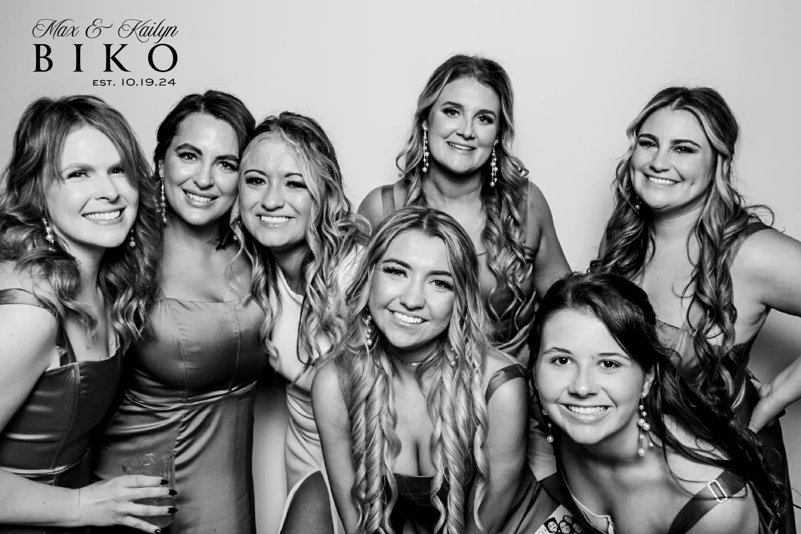 Group of women, joyful glam booth photo