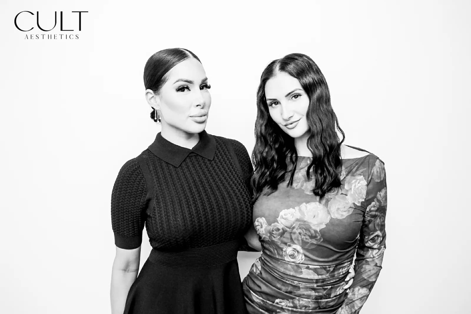 Duo black and white glam portrait